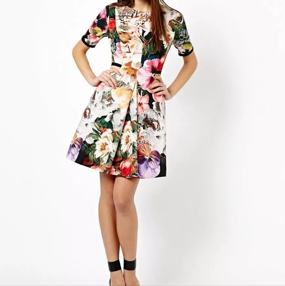Ted Baker London Dresses & Skirts - Ted Baker London Tropical Floral Print Timliaa Fit & Flare Mini Dress US Sz 2